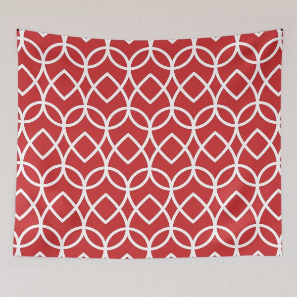 Item preview, Red and White Geometric Line Pattern Pairs Coloro 2022 Popular Color Red Glow 013-43-37 designed and sold by ColorOfTheYears.