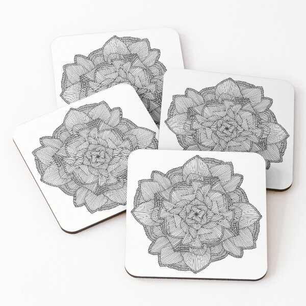 Item preview, Lined Petal Mandala - Intricate Black and White Digital Illustration - Vibrant and Eye-catching Design for printing on t-shirts, wall art, pillows, phone cases, mugs, tote bags, notebooks and more designed and sold by cherdoodles.