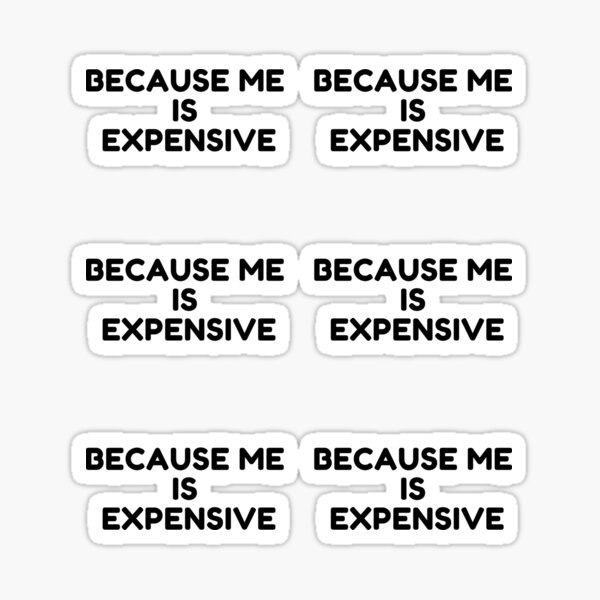 "Because Me Is Expensive being me is expensive" Sticker for Sale by