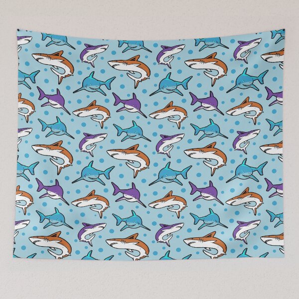 Item preview, Sharks in the light blue Beautiful Sharks Pattern designed and sold by SeemDev786.