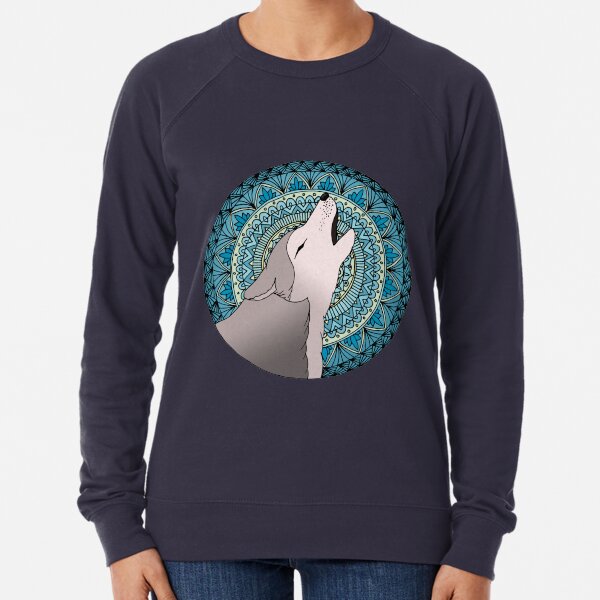 Howling Wolf Mandala Moon Lightweight Sweatshirt