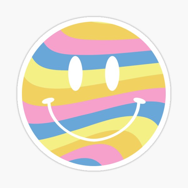 Yellow And Pink Smiley Face Aesthetic Sticker For Sale By Forkmuddies Redbubble