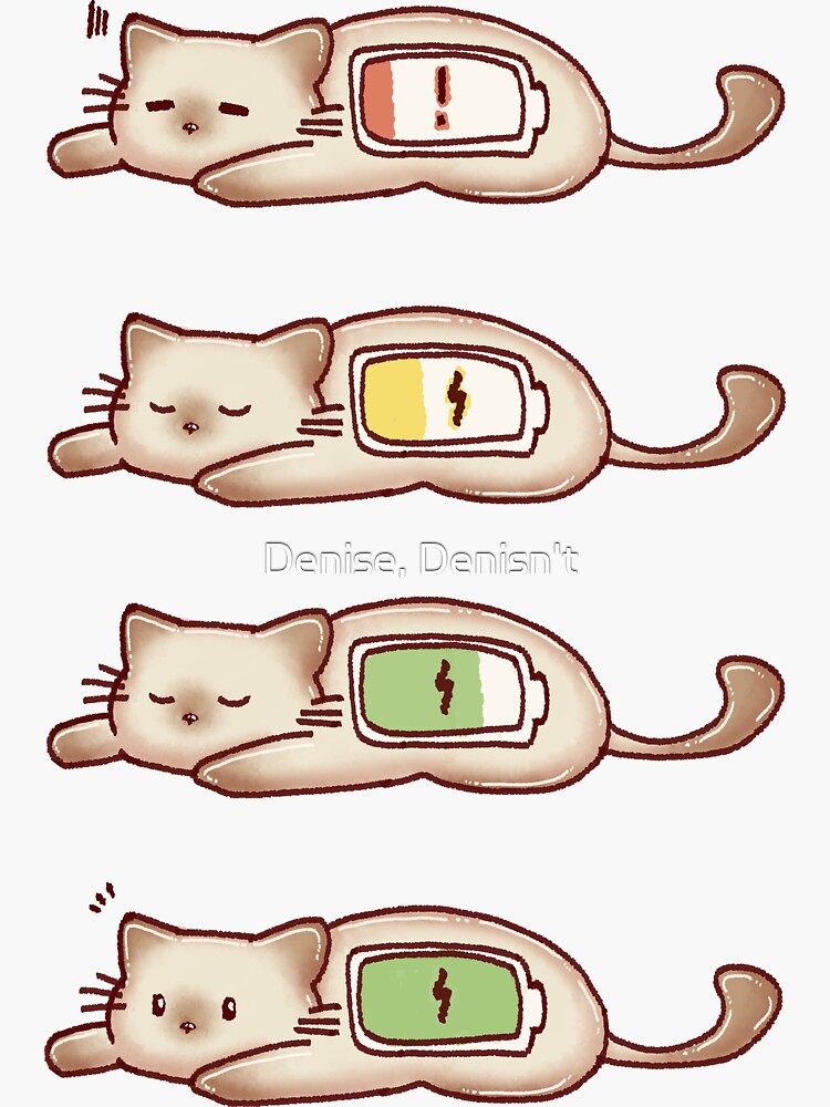 Introvert cat charging social battery Sticker for Sale by Denise, Denisn't