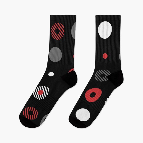 Item preview, Red Gray Black White Stripes Circle Dot Pattern Pairs Coloro 2022 Popular Color Red Glow 013-43-37 designed and sold by ColorOfTheYears.