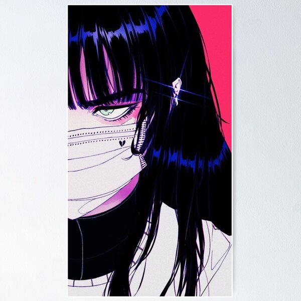 Dark Anime Girl Wall Art Anime Aesthetic Print Gothic Emo Gamer Room Art  Gaming Gift Pink Pastel Egirl Horror Lofi Purple Anime 