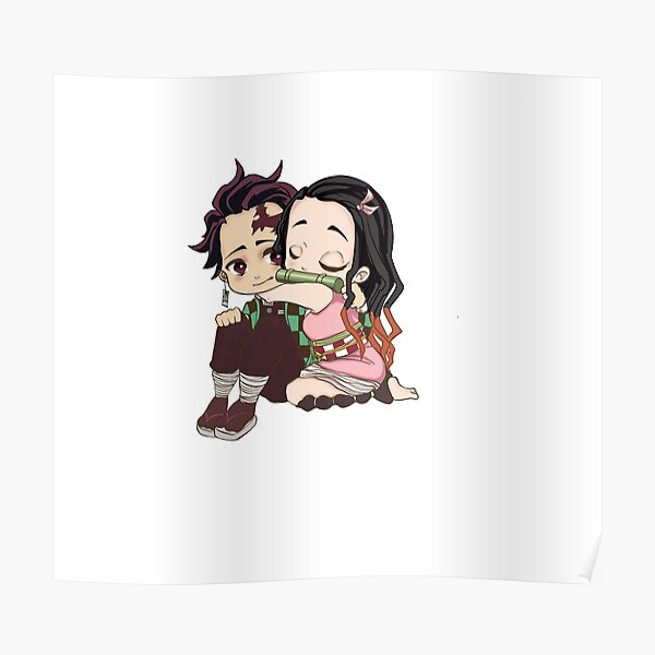 Demon Slayer Hug Poster For Sale By Armlessacrobat Redbubble