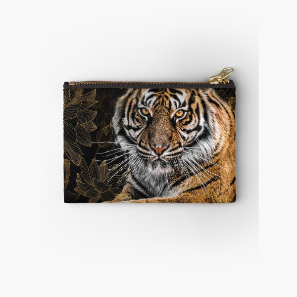 Item preview, Natural Tiger with Flowers on Black Background  designed and sold by NawalMagdy.