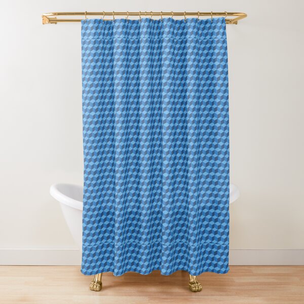 Blue And White Hexagon popular Pattern Shower Curtain