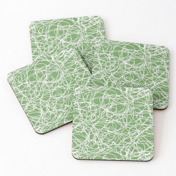 Item preview, Green and White Thick Scribble Mosaic Pattern - Coloro 2022 Popular Color Seaweed Green 062-55-25 designed and sold by ColorOfTheYears.