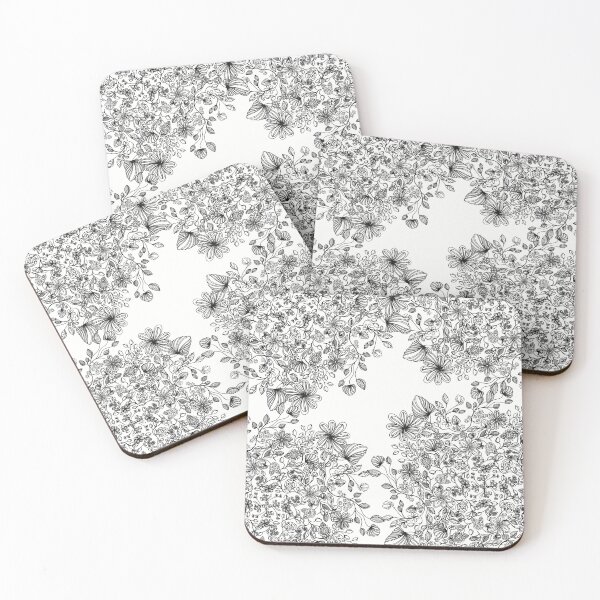 Item preview, Delicate Petal Explosion - Black and White Zentangle - Digitally Illustrated Flower Pattern for Home Decor, Clothing Fabric, Curtains, Bedding, Pillows, Upholstery, Phone Cases and Stationary designed and sold by cherdoodles.