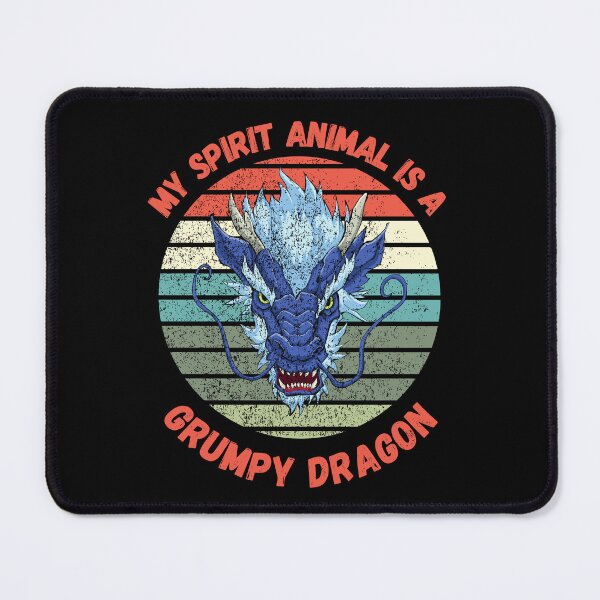 Item preview, My Spirit Animal Is A Grumpy Dragon Retro Sunset Grunge In Black designed and sold by LuckyKermit.