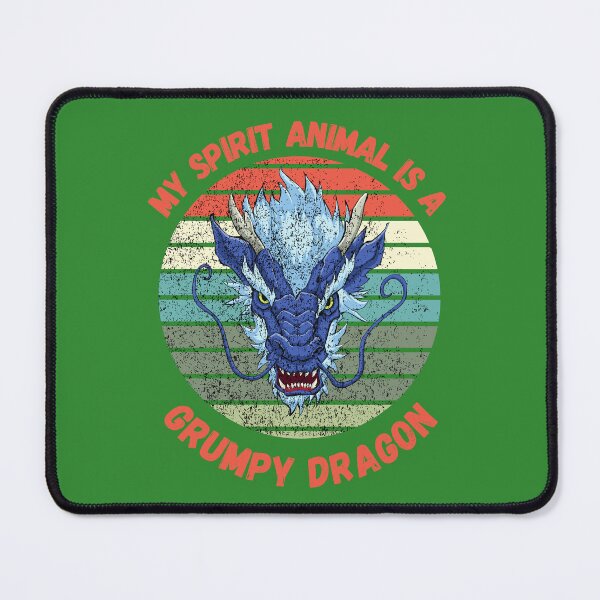 Item preview, My Spirit Animal Is A Grumpy Dragon Retro Sunset Grunge In Green designed and sold by LuckyKermit.