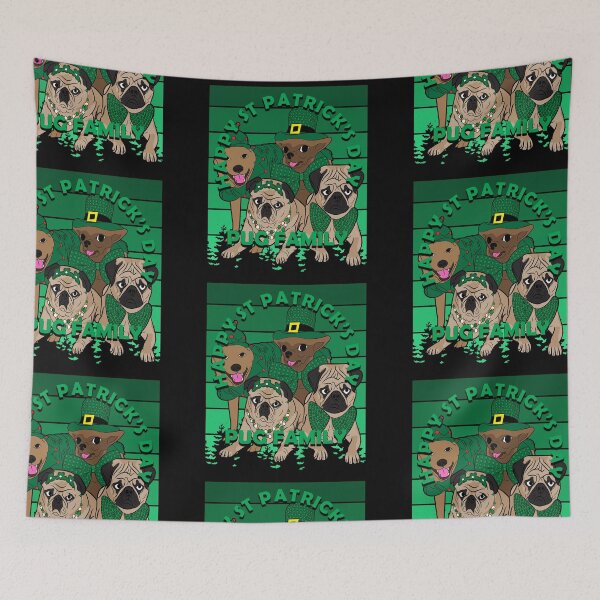 Item preview,  Happy st Patrick's day pug lover funny saying/quote puppy distressed retro sunset design designed and sold by SamRVstore.