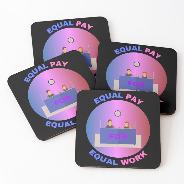 Item preview, Equal Pay For Equal Work A Man And A Woman Sitting On A Desk Gender Equality Design For Wage Gap in Black designed and sold by LuckyKermit.