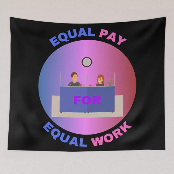 Item preview, Equal Pay For Equal Work A Man And A Woman Sitting On A Desk Gender Equality Design For Wage Gap in Black designed and sold by LuckyKermit.