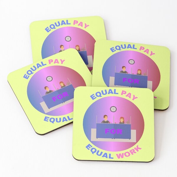Item preview, Equal Pay For Equal Work A Man And A Woman Sitting On A Desk Gender Equality Design For Wage Gap In Yellow designed and sold by LuckyKermit.