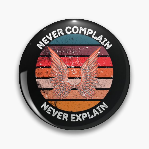 Item preview, Never Complain Never Explain Wings Retro Sunset Grunge Effect In Black designed and sold by LuckyKermit.
