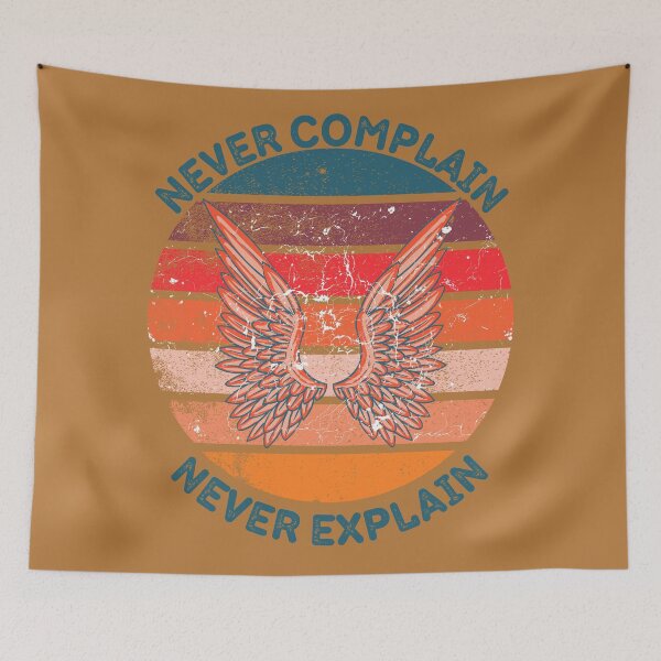 Item preview, Never Complain Never Explain Wings Retro Sunset Grunge Effect In Brown designed and sold by LuckyKermit.