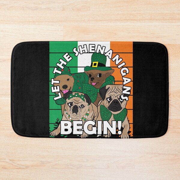 Item preview, Let the shenanigan's begin, Irish flag, pug lover funny saying/quote puppy distressed retro sunset design designed and sold by SamRVstore.