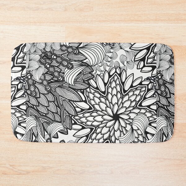 Item preview, Floral Mandala Explosion -  Black and White Zentangle - Digitally Illustrated Flower Pattern for Home Decor, Clothing Fabric, Curtains, Bedding, Pillows, Upholstery, Phone Cases and Stationary designed and sold by cherdoodles.
