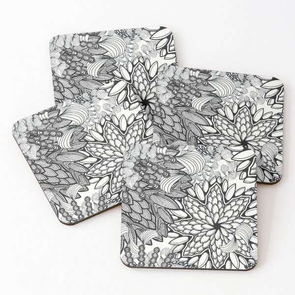 Item preview, Floral Mandala Explosion -  Black and White Zentangle - Digitally Illustrated Flower Pattern for Home Decor, Clothing Fabric, Curtains, Bedding, Pillows, Upholstery, Phone Cases and Stationary designed and sold by cherdoodles.