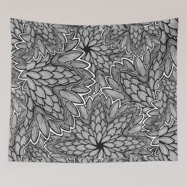 Item preview, Floral Mandala Collision - Black and White - Digitally Illustrated Flower Pattern for Home Decor, Clothing Fabric, Curtains, Bedding, Pillows, Upholstery, Phone Cases and Stationary designed and sold by cherdoodles.