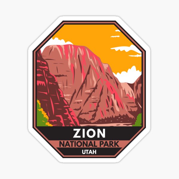 Vista previa del artículo con la obra «Emblema del Parque Nacional Zion Utah», diseñado y vendido por KrisSidDesigns.