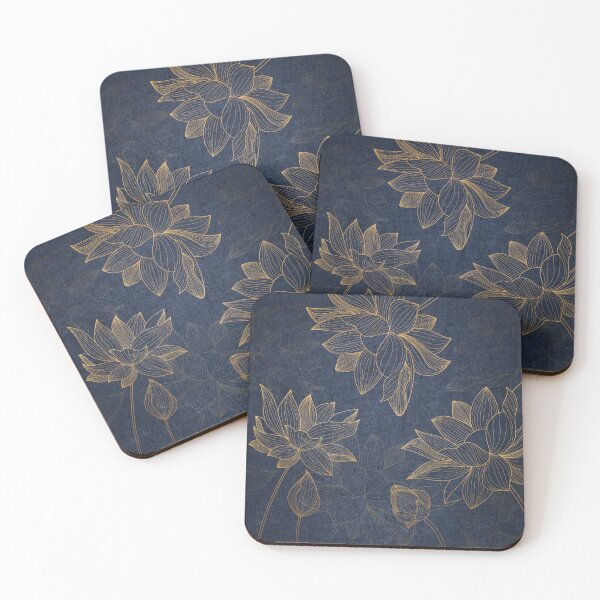 Item preview, Copper Gold Shiny Flowers Texture on Navy Dark Blue Background designed and sold by NawalMagdy.