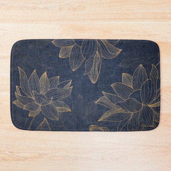Item preview, Copper Gold Shiny Flowers Texture on Navy Dark Blue Background designed and sold by NawalMagdy.