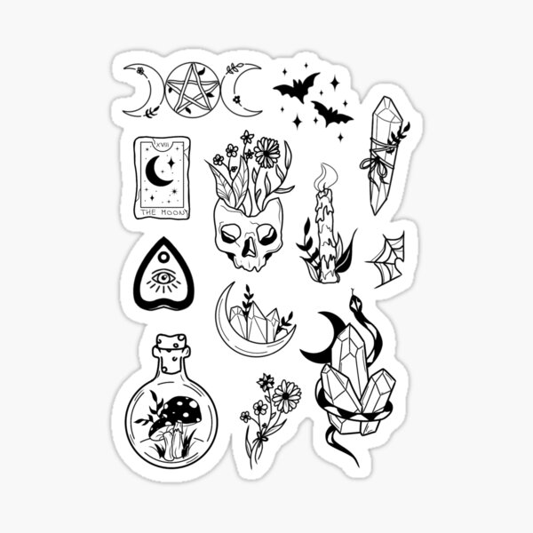 Witchy Tattoo Flash Sheet" Art Board Print for Sale by Niki Payne