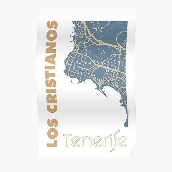 Map Of Los Cristianos Tenerife Los Cristianos Tenerife Map" Poster By Designstenerife | Redbubble