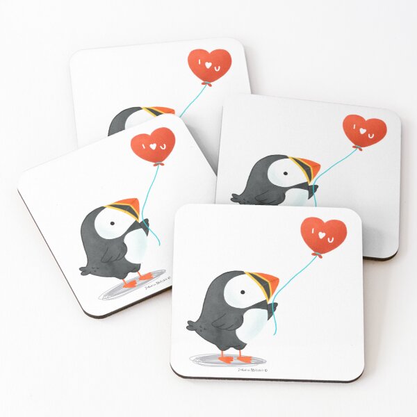 Item preview, Puffin with a heart balloon designed and sold by julianamotzko.