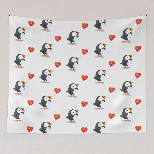 Item preview, Puffin with a heart balloon designed and sold by julianamotzko.