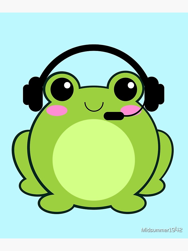 "Green Gamer Frog, Kawaii Frog, Green Frog" Poster for Sale by