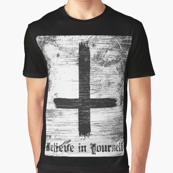Item preview, Believe in yourself Occult Pagan Satanic Gothic Atheist Inverted Cross designed and sold by Reign Of Darkness.