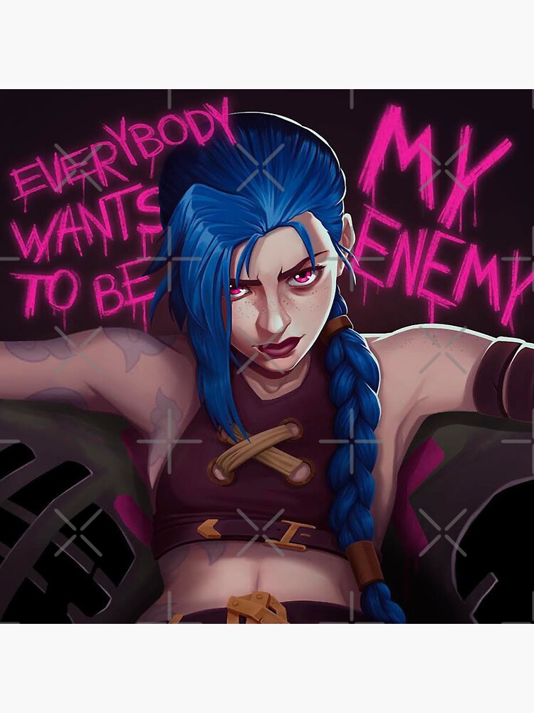 Jinx Every Body Wants To Be My Enemy Arcane Scene Fan Art Sticker By Theskorpbrush Redbubble