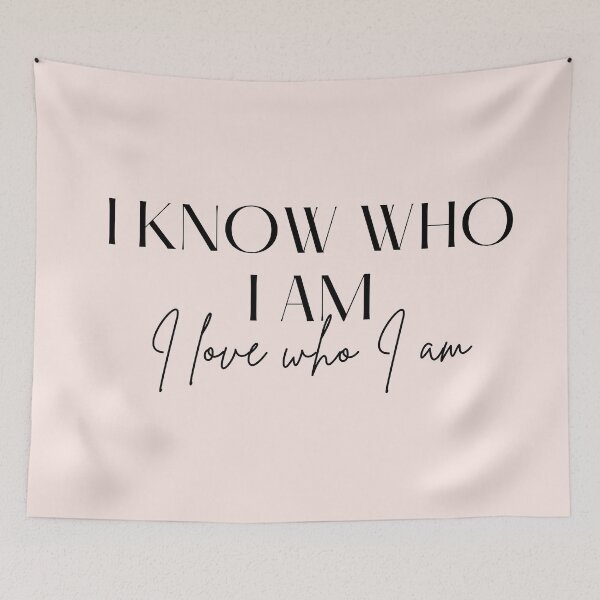 Item preview, Motivational / inspirational quote - I know who I am. I love who I am - saying designed and sold by AlfabetDesign.