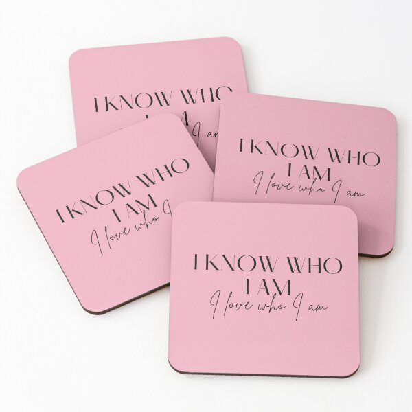 Item preview, Motivational / inspirational quote - I know who I am. I love who I am - saying, pink designed and sold by AlfabetDesign.