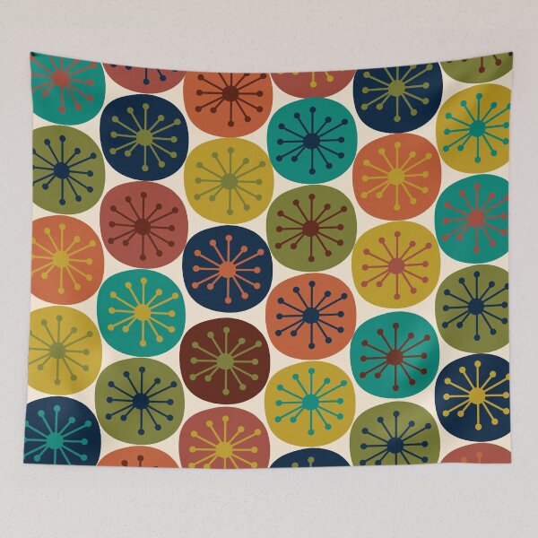 Item preview, Atomic Age Retro Dots - Midcentury Modern Pattern in Mid Mod Turquoise, Olive Green, Mustard, Orange, Blue, and Cream designed and sold by kierkegaard.