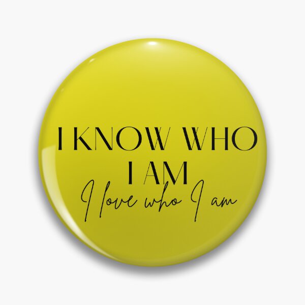 Item preview, Motivational / inspirational quote - I know who I am. I love who I am - saying, bright yellow designed and sold by AlfabetDesign.