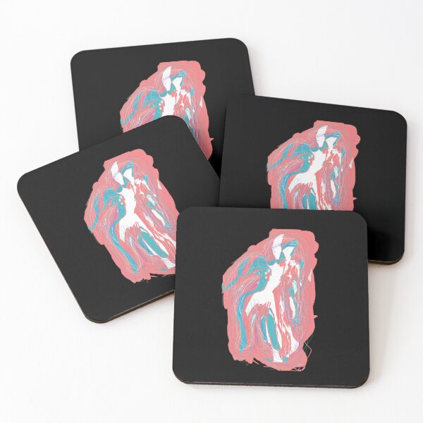 Item preview, Blue, white, coral silhouette (patterns, black background) designed and sold by MentaLee.