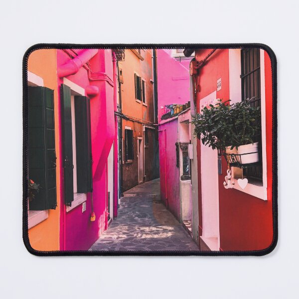 Item preview, Preppy Room Decor -	Preppy Pink Red & Orange Burano Italy Street designed and sold by Shop Your Aesthetic.