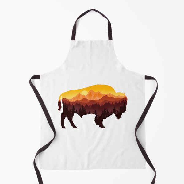 Item preview, American bison, silhouette and colorful landscape designed and sold by landscapeworlds.