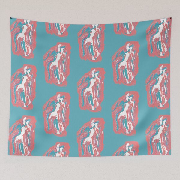 Item preview, Blue, white, coral silhouette (patterns, blue background) designed and sold by MentaLee.