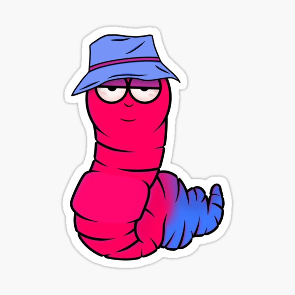 Artikel-Vorschau von Magenta/blauer gummiartiger Wurm, designt und verkauft von potatoegoat.