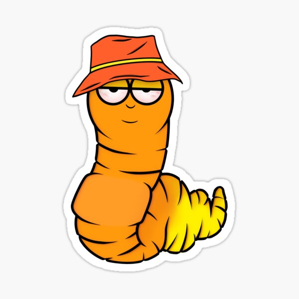 Artikel-Vorschau von Orange/gelber gummiartiger Wurm, designt und verkauft von potatoegoat.