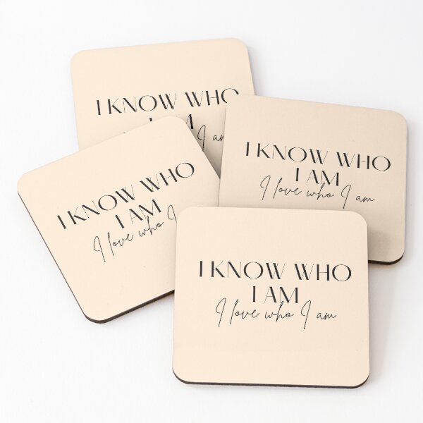 Item preview, Motivational / inspirational quote - I know who I am. I love who I am - saying, light orange designed and sold by AlfabetDesign.