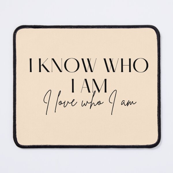Item preview, Motivational / inspirational quote - I know who I am. I love who I am - saying, light orange designed and sold by AlfabetDesign.