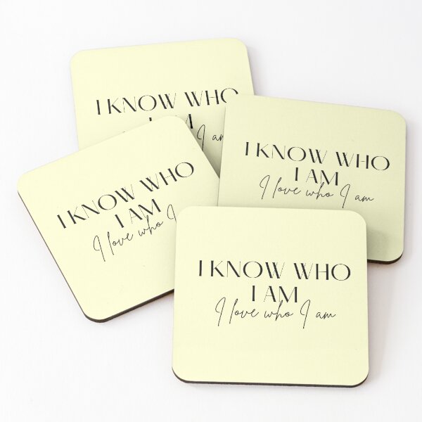 Item preview, Motivational / inspirational quote - I know who I am. I love who I am - saying, light yellow designed and sold by AlfabetDesign.