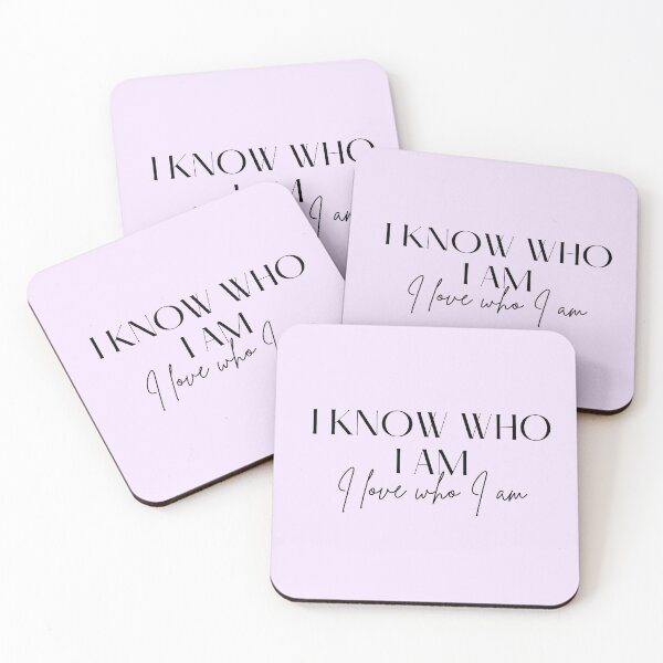 Item preview, Motivational / inspirational quote - I know who I am. I love who I am - saying, light purple designed and sold by AlfabetDesign.